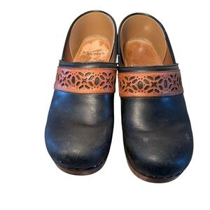 Dansko Black and Brown Clogs